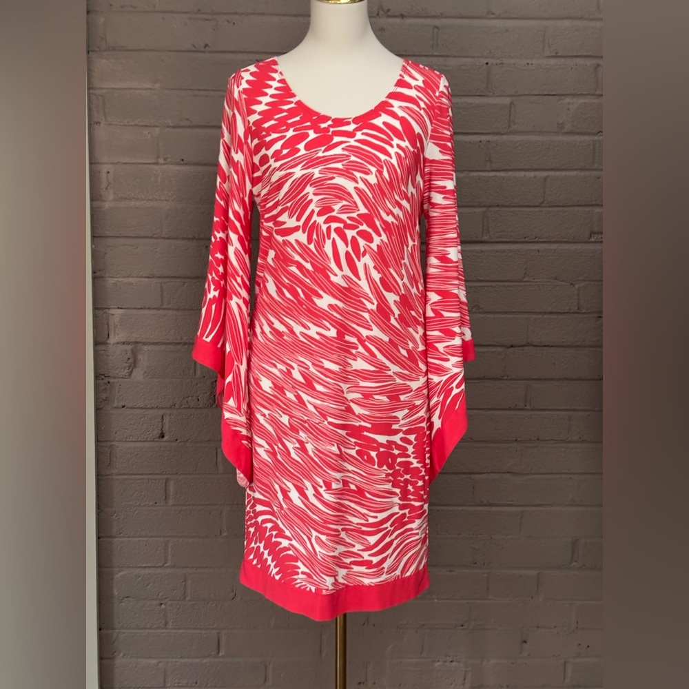 Marc Bouwer Coral Pink & White Patterned Dress XS -M